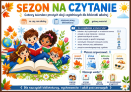 📚 SEZON NA CZYTANIE - gotowy kalendarz prostych akcji czytelniczych dla biblioteki szkolnej