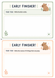 Zestaw 120 Early Finishers: Karty z zadaniami z języka angielskiego na cały rok | klasy 4–6 | A1–A2