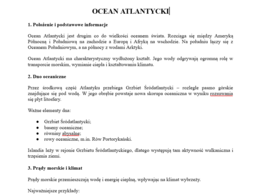 Ocean Atlantycki- podstawowe informacje
