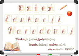 Dzień Edukacji Narodowej, Dzień Nauczyciela, Napis, girlanda, gazetka, uroczystość, apel, karteczki na upominki.