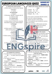 Europejski Dzień Języków – 22 Country Cards + 2 Quizy + Quiz Online | klasy 4–8