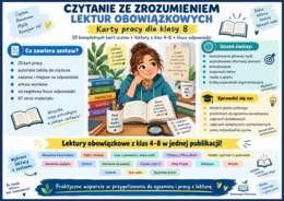 ✍️  Karty pracy dla klasy 8 – CZYTANIE ZE ZROZUMIENIEM lektur obowiązkowych z klas 4–8