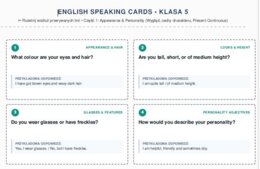 Let’s Talk! Praktyczne Pakiety Kart Konwersacyjnych (Klasa 5) SPEAKING