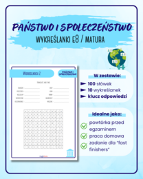 Wykreślanki - Państwo i społeczeństwo | Egzamin 8-klasisty | Matura