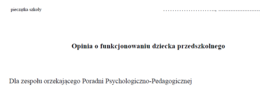 Opinia o funkcjonowaniu dziecka przedszkolnego