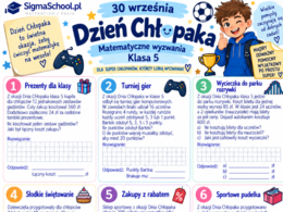 Karta Pracy na Dzień Chłopaka – Matematyczne Wyzwania dla Klasy 5 (Sigma School)