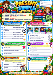 ENGLISH GRAMMAR – 10 KOLOROWYCH KART PRACY A4 | najważniejsza gramatyka angielska | klasy 4–8 | PDF do druku