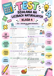 Sprawdzian działania na liczbach naturalnych | Klasa 4 | Test  po 1 dziale WSiP matematyka w punkt