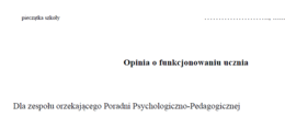 Opinia o funkcjonowaniu ucznia