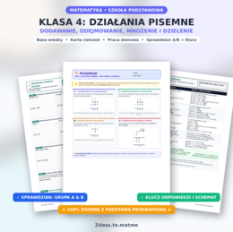 Klasa 4 Matematyka | Dział 2: Działania pisemne | Ćwiczenia + Zadanie domowe + Sprawdzian