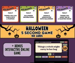 Halloween – 5 Second Game | Dynamiczna Gra Językowa + INTERAKTYWNY BONUS ONLINE (108 Kart + Wersja Cyfrowa)