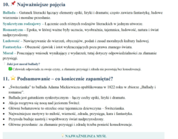 "Świtezianka" A. Mickiewicz - notatka dla ucznia