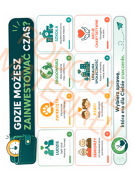 BANK CZASU – Szkolne Koło Wolontariatu | nowoczesna gazetka szkolna + dekoracje do wycinania | 23 strony PDF