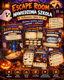 Escape Room Halloween „Nawiedzona Szkoła” – 8 zagadek, kl. 4–8