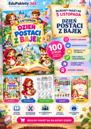 Dzień Postaci z Bajek  | 100 stron – dekoracje, karty pracy, zabawy, dyplomy