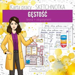 Chemia/Fizyka. Klasa 7. Gęstość. Eksperyment. Doświadczenie. Sketchnotka/notatka graficzna. Karta pracy. Zadanie.