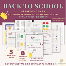 Back To School - gry i ice-breakers na pierwsze lekcje angielskiego | klasy 3-6