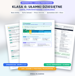 Klasa 4 Matematyka | Dział 5: Ułamki dziesiętne i działania | Teoria + Zadania + Sprawdziany + klucz