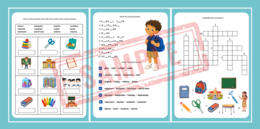 BACK TO SCHOOL – ENGLISH ACTIVITY PACK | KLASY 1–3 (counting, matching, wordsearch, decoding i więcej!)