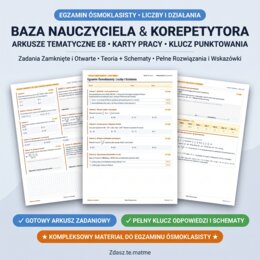 Egzamin Ósmoklasisty: Liczby i Działania – Arkusz Tematyczny E8 (16 zadań + Karta + Pełny Klucz)