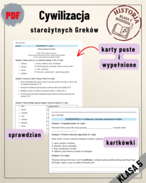 Historia 5: Świat starożytnych Greków (sprawdzian i 3 kartkówki)