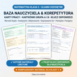 Ułamki Dziesiętne Klasa 5 – Kompletny Mega-Pakiet: Dodawanie i Odejmowanie Pisemne (7 Lekcji + Kartkówka A/B + Klucz)