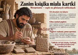 HISTORIA KSIĄŻKI – od glinianej tabliczki do e-booka  Gazetka edukacyjna: 19 plansz A4 w poziomie,