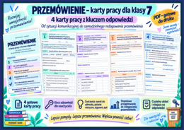 ✍️ PRZEMÓWIENIE – 4 karty pracy dla klasy 7 z kluczem odpowiedzi