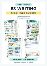 E8 Writing – e-mail i wpis na blogu krok po kroku | 4 pakiety, 53 strony