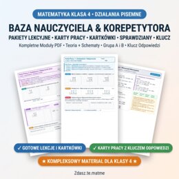Działania Pisemne Klasa 4 – Kompletny Pakiet: Karty Pracy + 3 Kartkówki (A/B) + Sprawdzian (A/B) + Klucz