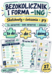 Bezokolicznik i forma -ing w języku angielskim – sketchnoty, ćwiczenia i gry