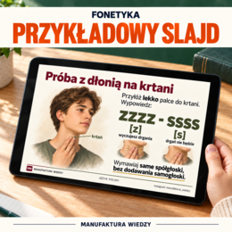Fonetyka – prezentacja 77 slajdów + notatka do druku – głoski, litery, sylaby, funkcje „i”, akcent