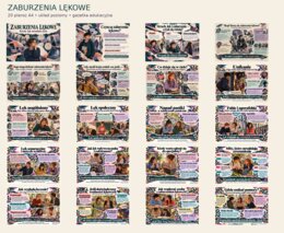 ZABURZENIA LĘKOWE — KIEDY LĘK UTRUDNIA ŻYCIE Gazetka edukacyjna | 20 plansz A4 w układzie poziomym