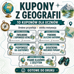 🌍 KUPONY Z GEOGRAFII – 10 MOTYWUJĄCYCH NAGRÓD DLA UCZNIÓW