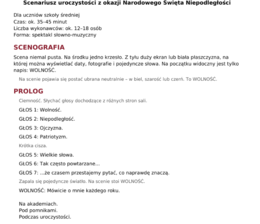 Scenariusz uroczystości- 11 listopada klasy 7-8 szkoły średnie