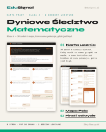 Dyniowe Śledztwo — gra matematyczna, klasa 4 (30 zadań + mapa + klucz)