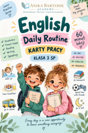 Daily Routine – kolorowe karty pracy z języka angielskiego | klasa 3 SP