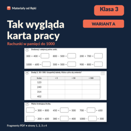 Dodawanie i odejmowanie do 1000 w pamięci - karta pracy z kluczem | Matematyka, klasa 3 | Wariant A