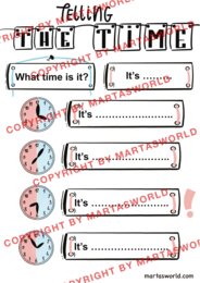 🕒 TELLING THE TIME & DAYS OF THE WEEK – kreatywne karty pracy i notatki wizualne z języka angielskiego 🎨