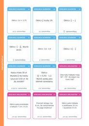 Matematyczne Miasto — klasa 6 | Gra planszowa do druku, 72 karty
