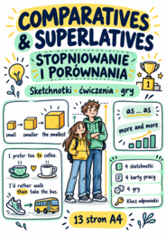 Stopniowanie i porównania po angielsku – sketchnotki, ćwiczenia i 4 gry