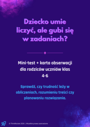 Mini - test z matematyki  dla klas 4-6 + karta obserwacji rodzica | ThinkRocket