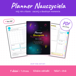 Interaktywny Planner Nauczyciela PDF (GoodNotes / Druk) | Niedatowany Organizator Wychowawcy A4 | Złap Kod Natury