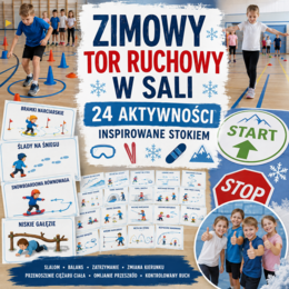 Zimowy tor ruchowy w sali — 24 aktywności inspirowane stokiem