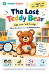 The Lost Teddy Bear – Gra detektywistyczna po angielsku dla klas 1–3 | Escape Room Pre-A1–A1 | PDF