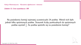 Aukcja matematyczna wyrażenia algebraiczne i równania powtórzenie wiadomości