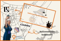 MEGA PAKIET. Halloweenowe kodowanie. 4 kodowanki, 64 zadania, dla klas 4-8. PDF + wersja cyfrowa.