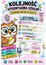Kolejność wykonywania działań – kolorowa wklejka do zeszytu | Klasy 4–6
