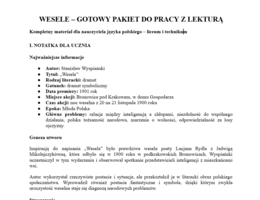 Wesele- praca z lekturą