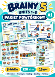Brainy 5 – Units 1–8 | Pakiet powtórkowy A1 | 120 stron, karty pracy, sketchnotki i 16 gier
